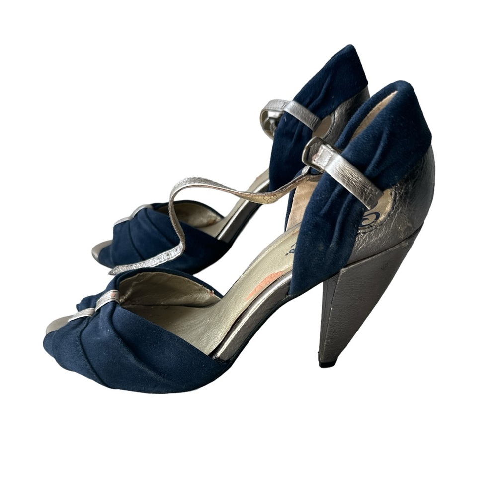 Leather Shoes 9 Blue and Metallic